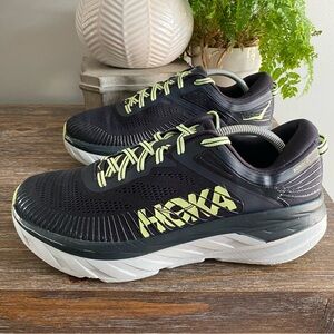 HOKA‎ Bondi 7 Athletic Running Sneakers Shoes Mens 11 Blue Graphite Butterfly
